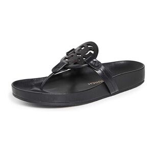 Tory Burch Miller Cloud Black Women's Logo Thong Sandal 9.5
